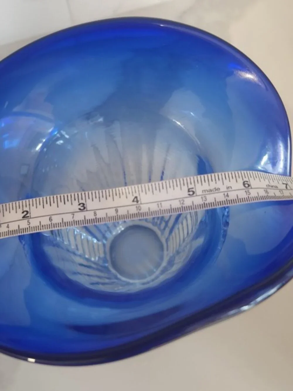 MCM CobaltBlue Glass Vase Flare Rim Rigaree Ribbed HandBlown‎ Jack in the Pulpit